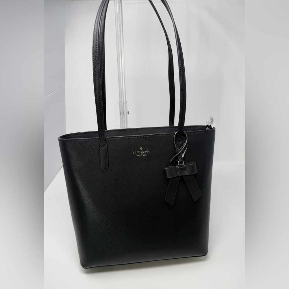 Kate Spade Black Leather Canvas Tote NWOT